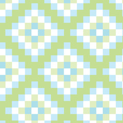 Squares vector pattern in green, blue and white colors palette