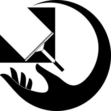 Fensterputzer, Glasreinigung, Hand, Reinigung, Reinigungsfirma, Fenster, Aufkleber, Label
