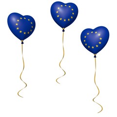 Herz-Ballons mit Europa-Flagge