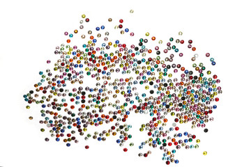 Many strewn with multi-colored rhinestones.
