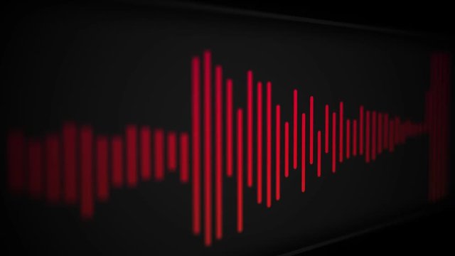 Camera pans over modern cool sleek audio spectrum or waveform of a song - Red Version