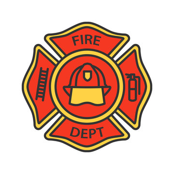 Fire department badge color icon