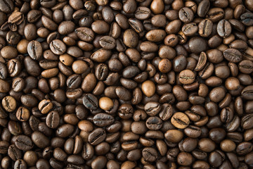 Roasted black coffee grains