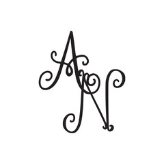 Handwritten monogram AN icon