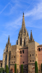 Ornate Steeples on Old Barcelona Cathedral