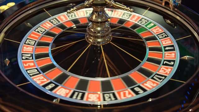 Roulette table in casino 4k