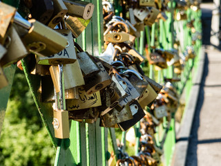 Beautiful love locks on the bridge in Jajce