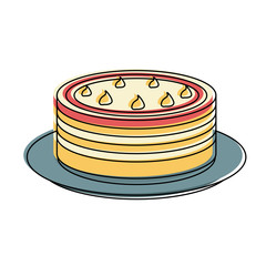 Cake dessert on dish icon vector illustration graphic design