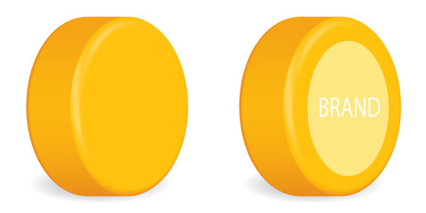 Yellow Head ( Wheel ) of Cheese. Isolated Vector version on white background.
