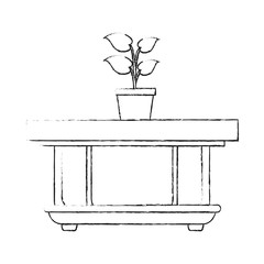 Fototapeta na wymiar Desk with plant pot icon vector illustration graphic design