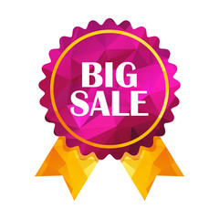 Big sale tag. Abstract triangle red price sticker for discount decoration. Shopping geometric banner.