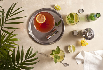 Various cocktails are together.