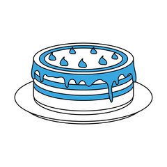 Cake dessert on dish icon vector illustration graphic design