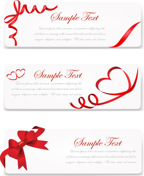 Set of banner with red gift bows with ribbons Vector