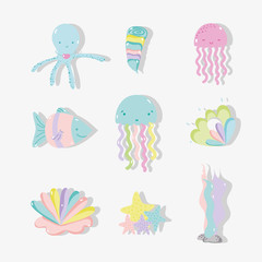 Fototapeta premium Sea animal hand drawing cartoons