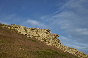 Rocky outcrop in the central area of Carcass Island in the Falkland Islands