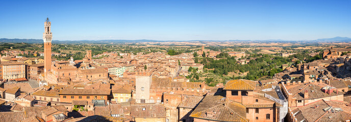 Naklejka premium Panorama of Siena, aerial view with the Torre del Mangia, Tuscany, Italy