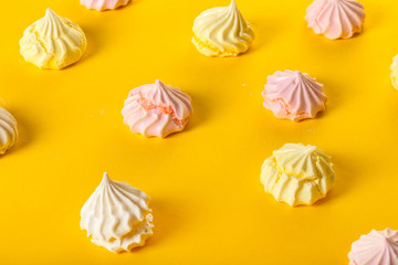dessert meringue on yellow