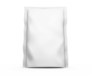 Blank Foil plastic white coffee bag isolated on white background. Packaging template mockup collection. 3d rendering.Ready for your design. 3d rendering