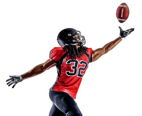 one american football player man isolated on white background
