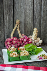 Spicy Raw Ant Eggs Salad thai food, Esan food