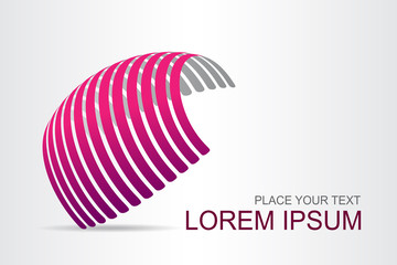 Logo stylized spherical surface with abstract shapes