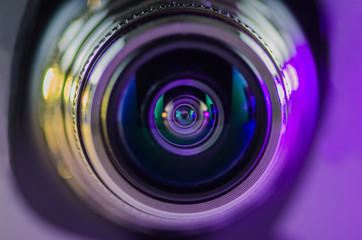 The camera lens and backlight yellow-purple