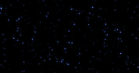 Blue neon particles shine background with light glow bokeh and shimmering dust light magic effect. Blue particles and shimmering glowing light for luxury premium Christmas background design