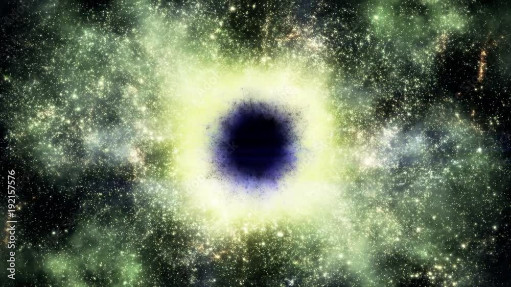 Poster light streams into a black hole in space (loop).