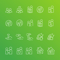 family and care line icon set
