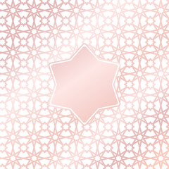 Vector arabic rose gold pattern background with star element in arabic style
