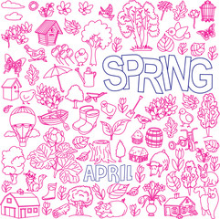 Spring doodles set