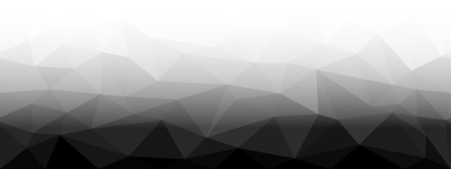 Low Poly black and white horizontal seamless background, gradient to the fade