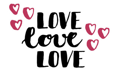 Love - Handlettering-Motiv mit Herzen