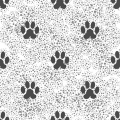 Seamless Cat Animal Paw Pattern. Print of Paw Background