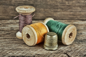 still life of spools of thread
