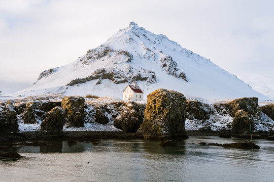 arnastapi fishing town at winter, iceland