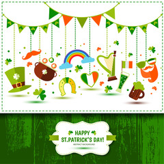 Set of icons of Saint Patrick s Day flat style