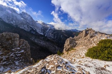 Sarnia Skala peak in Tatra mountains at winter, Poland