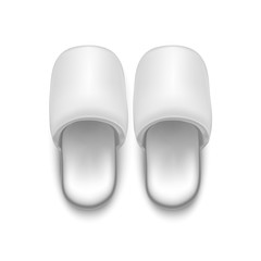 Realistic Detailed 3d Template Blank White Home Slippers Mock Up. Vector