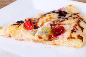 Sweet pizza with fruits