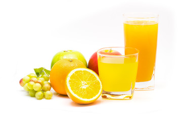 Glass of orange juice isolated on white background