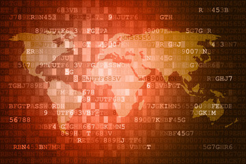 Red Digital Abstract technology background with world map