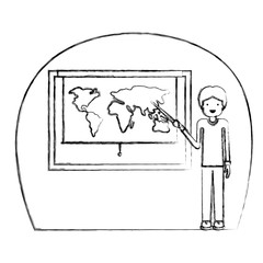 male teacher in geography class vector illustration design