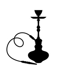 silhouette of hookah, shisha over white