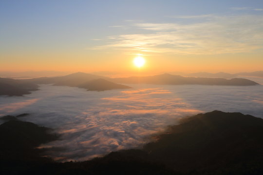 morning in mountain and fog winter Thailand © noppakit rattanathon