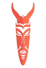 African Mask Isolated on White. Vector icon for tribal designs