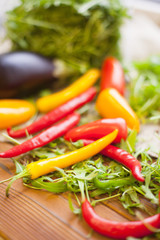 Cooking ingredients on a wooden table