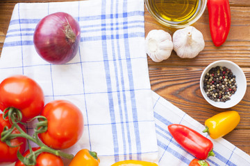 Cooking ingredients on a wooden table