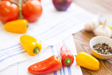 Cooking ingredients on a wooden table